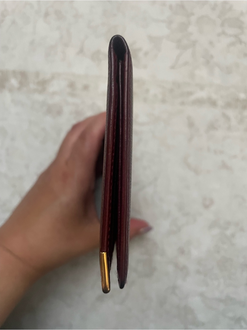 Authentic Vintage Cartier Leather Long Wallet with Gold Corner Accents - Picture 2 of 10